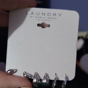 Laundry by Shelli Segal Shiny Silver Earrings